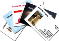 Customised business cards / landscape format, custom background, various print colours