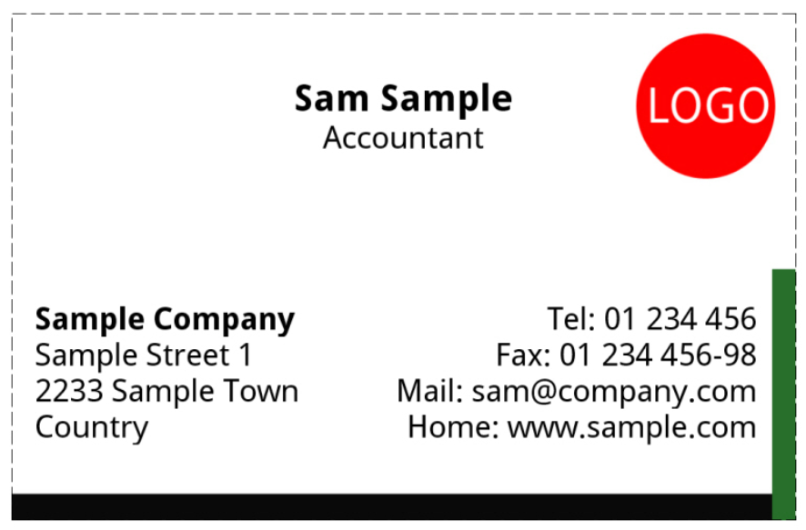Business cards for companies with fixed layout – landscape format
